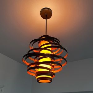 “Vertigo” pendant entryway/ foyer light by Corbett Bronze w/ Gold Leaf